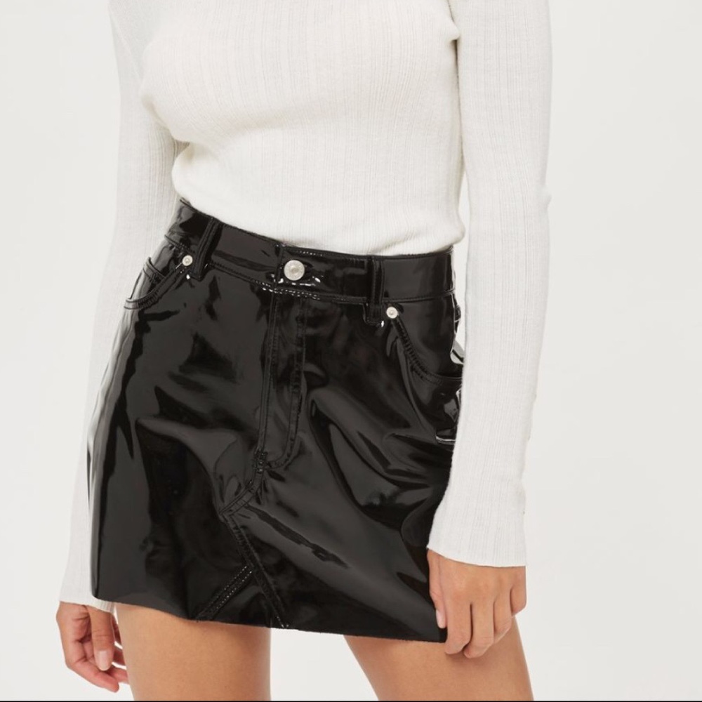 Topshop Vegan Leather Mini Skirt